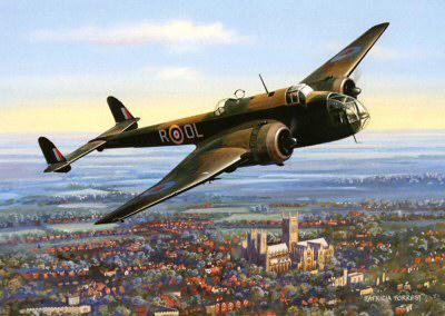 Hampden over Lincoln Cathedral - Handley Page Hampden - Christmas card M305