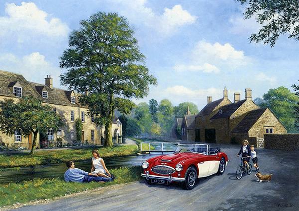 Healey in the Cotswolds by Kevin Walsh - Classic Car Greetings L012