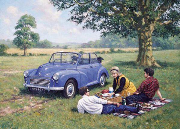Minor Picnic by Kevin Walsh - Classic Car Greetings Card L001