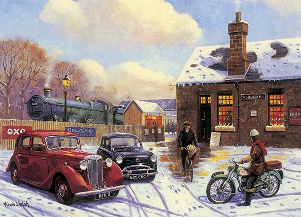 Christmas Eve at the Station - Classic Motoring Christmas Card A010