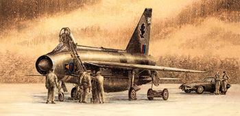 The Bear Hunter in Winter - Christmas Card by Stephen Brown - RAF Lightning