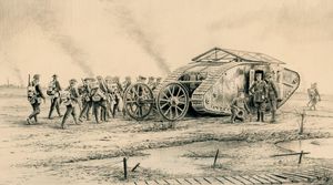 Heading for the Front by Stephen Brown - Original WWI Drawing