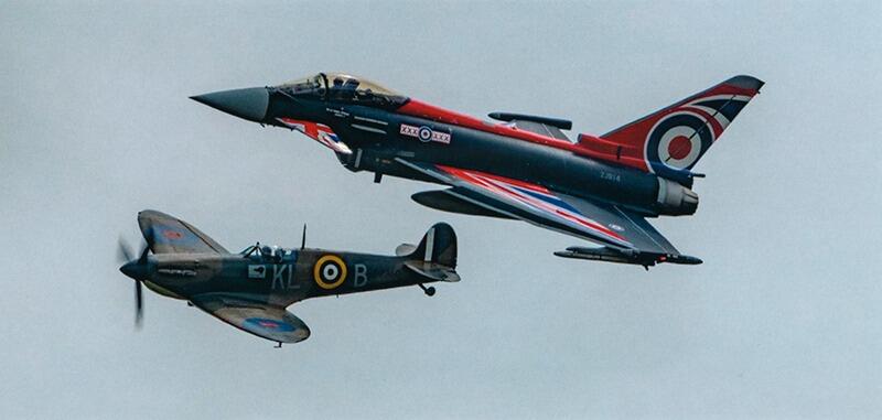 Blackjack Typhoon 'Anarchy 1' and Spitfire - aviation greetings card