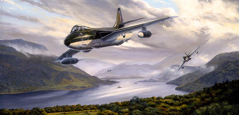 Hunters Over the Lakes - Stephen Brown - Hawker Hunter Greetings Card M005