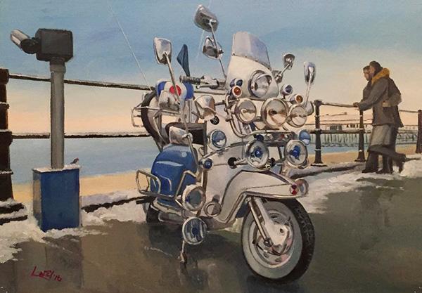 Lambretta's Christmas Outing - Classic Scooter Christmas Card AM07