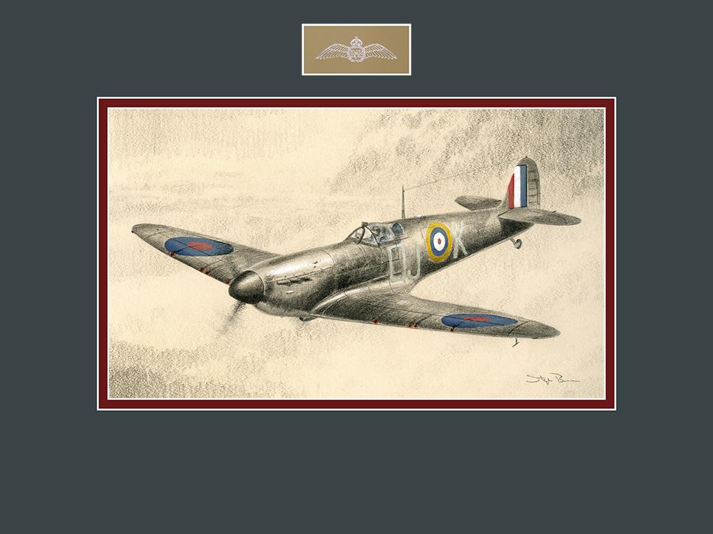 Spitfire Mk Ia of Geoffrey Wellum by Stephen Brown - Original Drawing