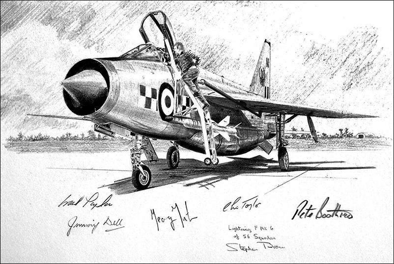 Lightning F.Mk6 of 56 Squadron by Stephen Brown - Original Drawing
