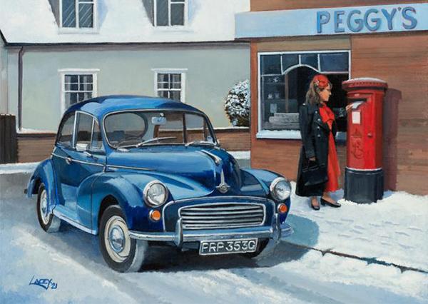 Moggie Saves Christmas - Classic Car Christmas Card A060