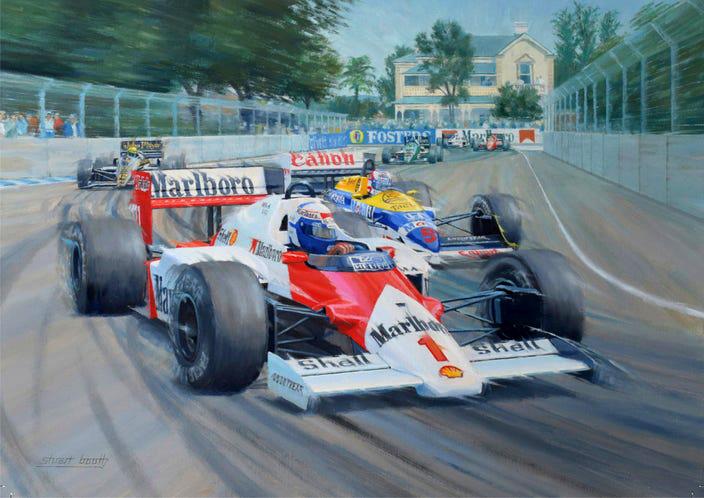 Down to the Wire - Prost Mansell F1 Greetings Card S019