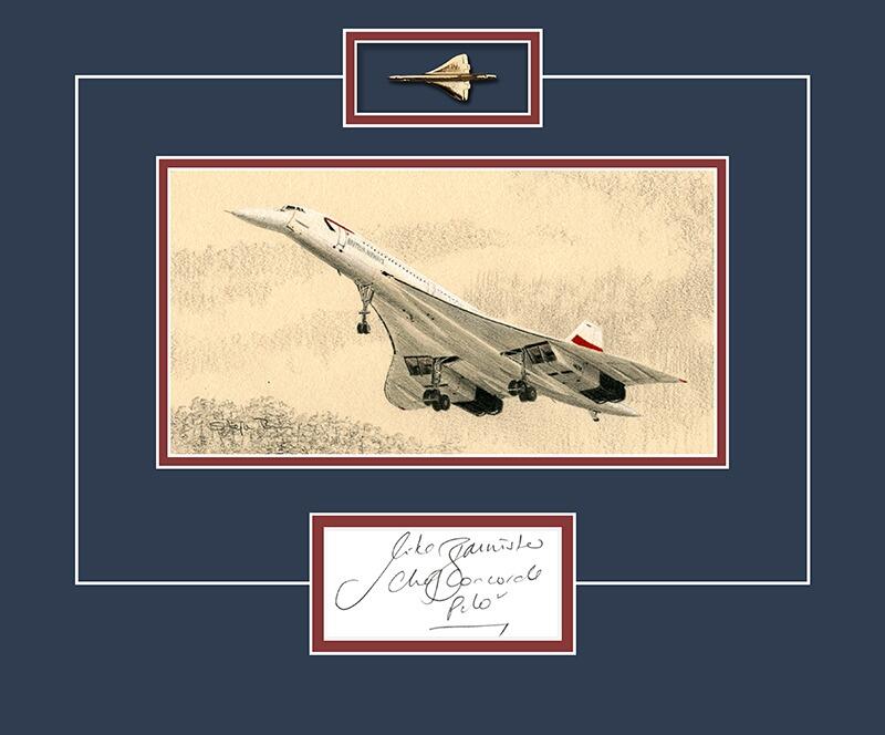 Mike Bannister - Concorde Pilot Original Signature - Concorde Drawing