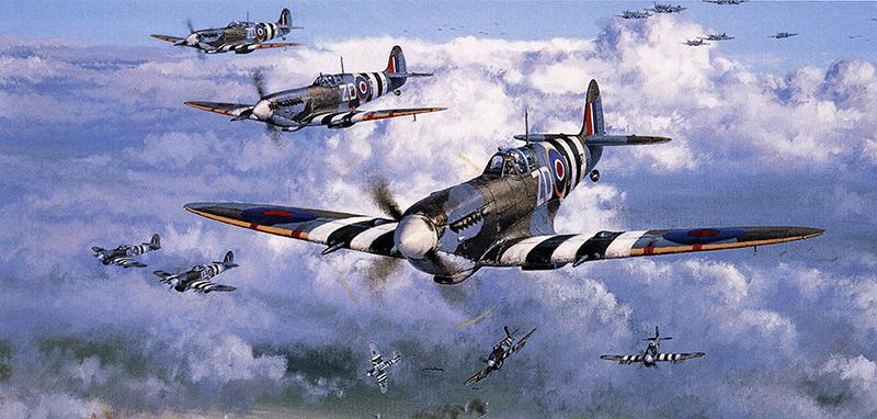 Over the Beaches by Philip West - Spitfire Greetings Card M478