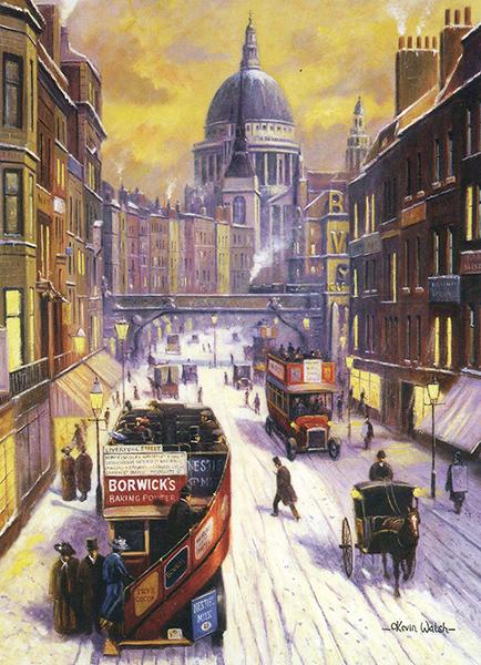 Ludgate Hill and St Pauls - Classic Motoring Christmas Card A045