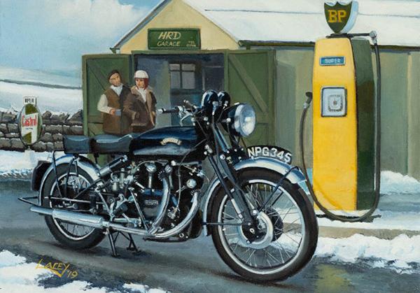 A Winter Stop - Classic Motorcycle Christmas Card AM09