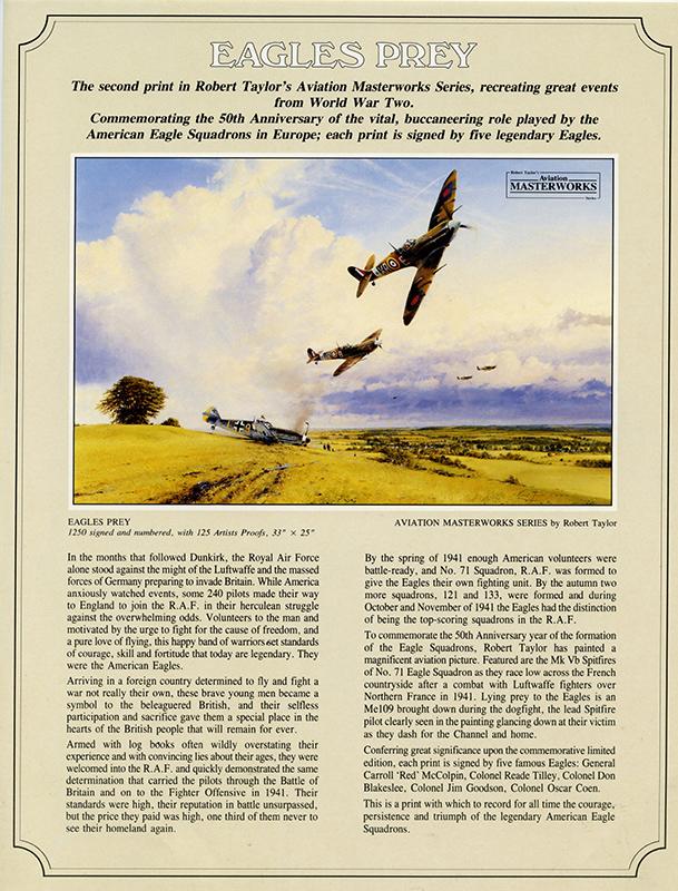 Eagles Prey by Robert Taylor - Sales Brochure - Grade A