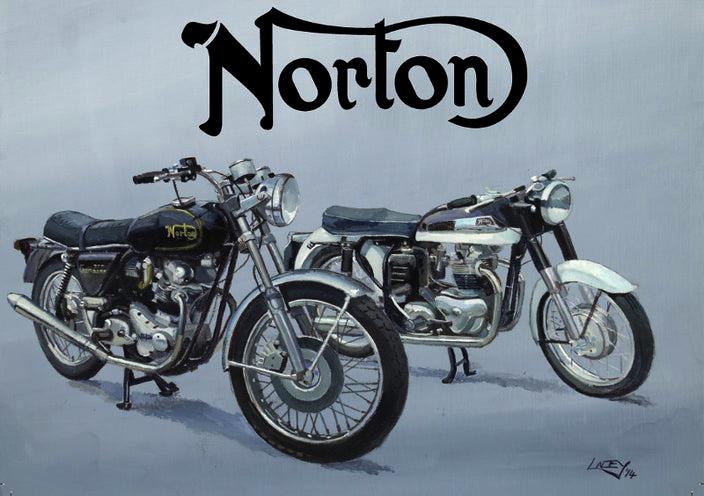 Norton Commando and Dominator - Motorbike Greetings Card LM16