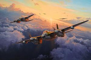 Mosquito Thunder by Anthony Saunders - aviation art print - RAF Mosquito