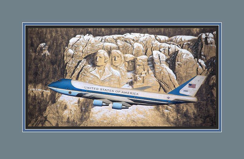 Christmas Salute to American Legends by Stephen Brown - Ar Force One Original Drawing