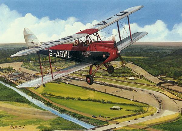 Gipsy Moth Over Brooklands by Richard Wheatland - Greetings Card C010
