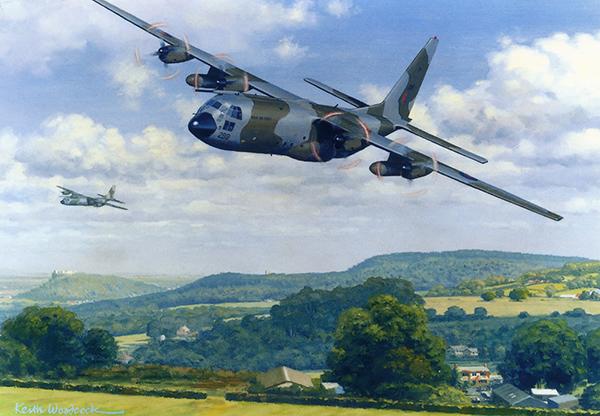 Hercules Over Cheshire Ridge by Keith Woodcock - Greetings Card M073