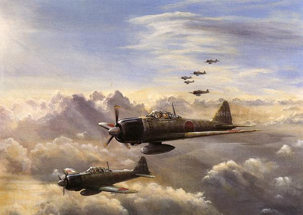 Zero Hour by Roy Garner - Zero Fighter Aviation Greetings Card M056