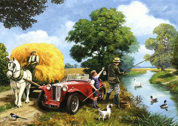 Gone Fishing by Kevin Walsh - Classic Car Greetings Card L023