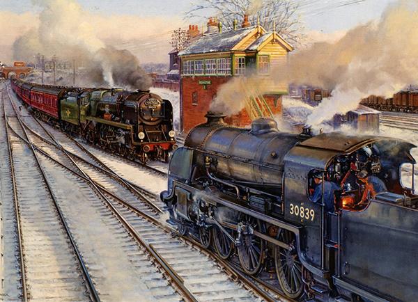 Pines Express at Basingstoke - Railways Christmas Card R025