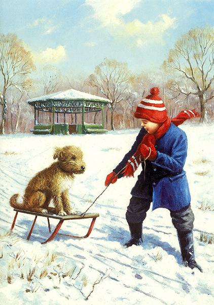 Fun in the Park - Nostalgic Christmas Card T015