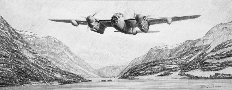 Searching for the Tirpitz by Stephen Brown - Original Drawing