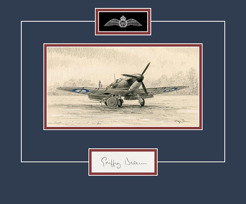 Geoff Wellum DFC - WW2 RAF Pilot Original Signature - Spitfire Drawing