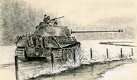German Panther Mark V tank in the Ardennes