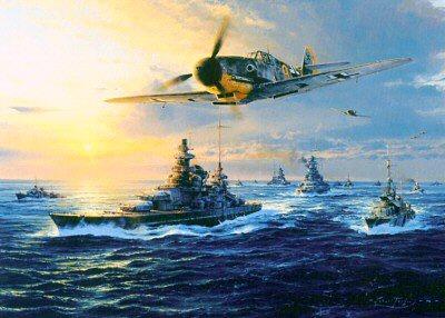 Channel Dash by Robert Taylor - Me109 Greetings Card RT05