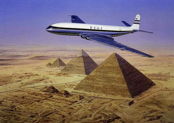 Comet Over the Pyramids by Malcolm Root - Greetings Card C021