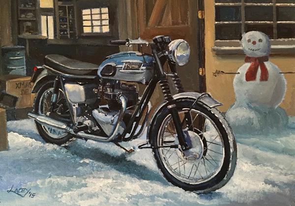 A Very Bonnie Christmas - Classic Motorcycle Christmas Card AM04