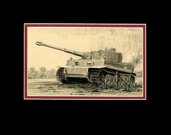 Tiger I Ausf E by Stephen Brown - Original Drawing