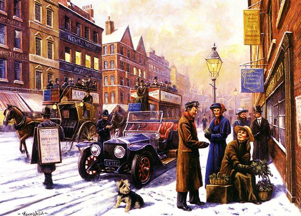 Snow in the High Street - Nostalgic Christmas Card T028