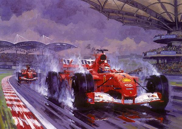 Storming to a Win - Michael Schumacher Ferrari F1 Greetings Card S007