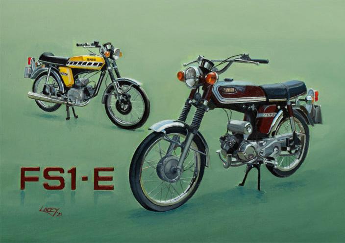 Yamaha FS1-E and FSI-E DX - Motorbike Greetings Card LM19