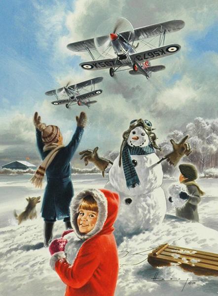 Our Snow Pilot - Hawker Fury - Christmas card M498