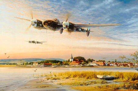 Coming in Over the Estuary by Robert Taylor - P-38 Greetings Card RT26