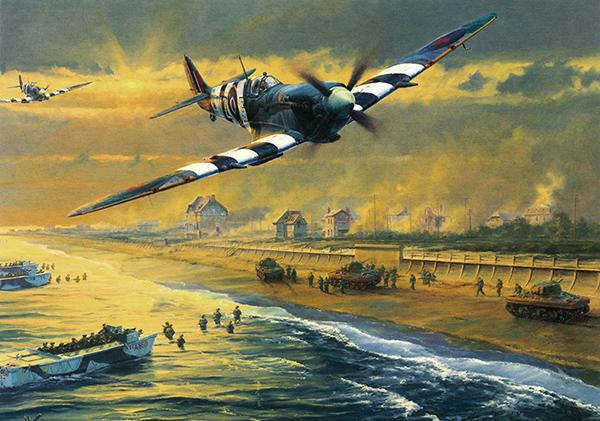 Juno Beach by Anthony Saunders - Spitfire Greetings Card M266