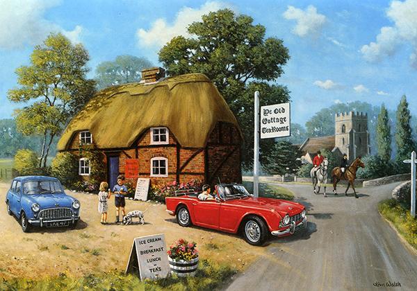 A Stop for Tea by Kevin Walsh - Classic Car Greetings Card L031