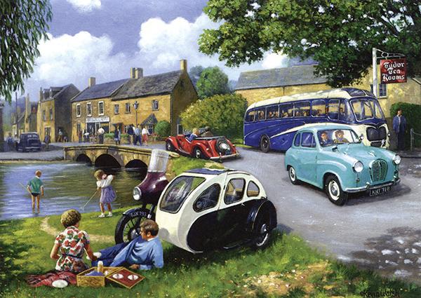 Bourton-on-the-Water by Kevin Walsh - Classic Car Greetings Card L028