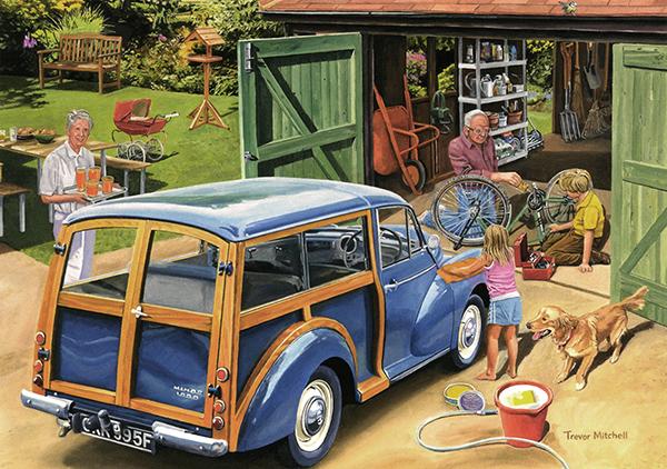 Grandad's Garage by Trevor Mitchell - Classic Car Greetings Card L029