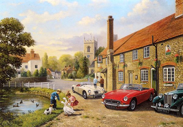 Noggin and Natter by Kevin Walsh - Classic Car Greetings Card L014