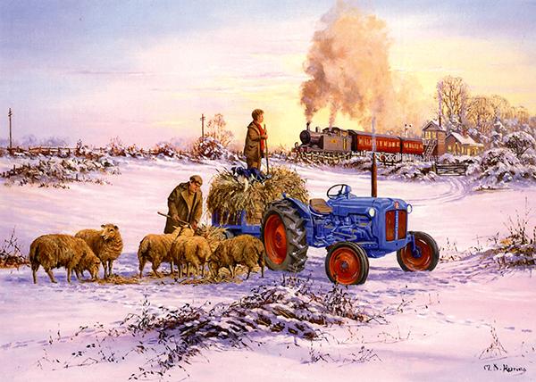 Feeding Time at Christmas - Farming Christmas Card F003
