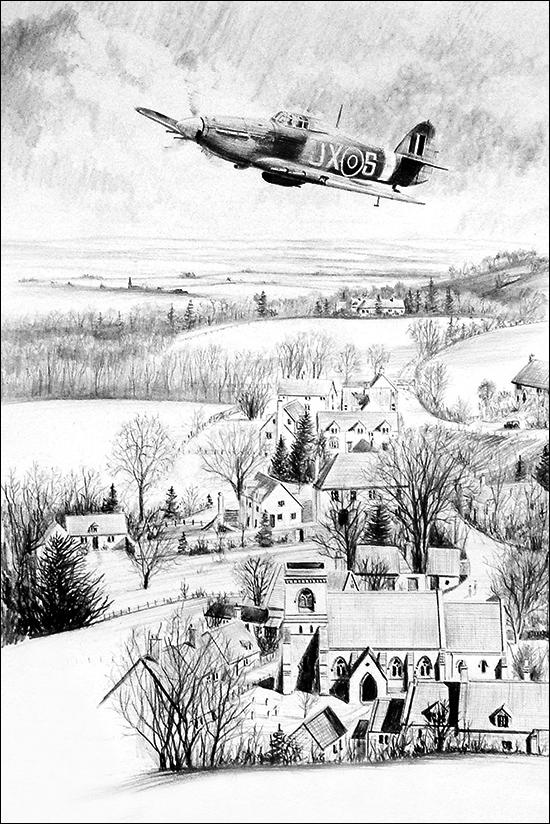 Hurricane of No. 1 Squadron by Stephen Brown - Original Drawing