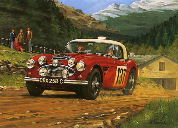 Alpine Rally - Morley Brothers Austin Healey 3000 Greetings Card S001