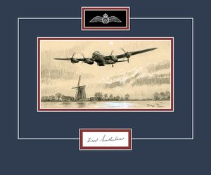 Fred Sutherland - WW2 Dambuster Original Signature - Lancaster Drawing