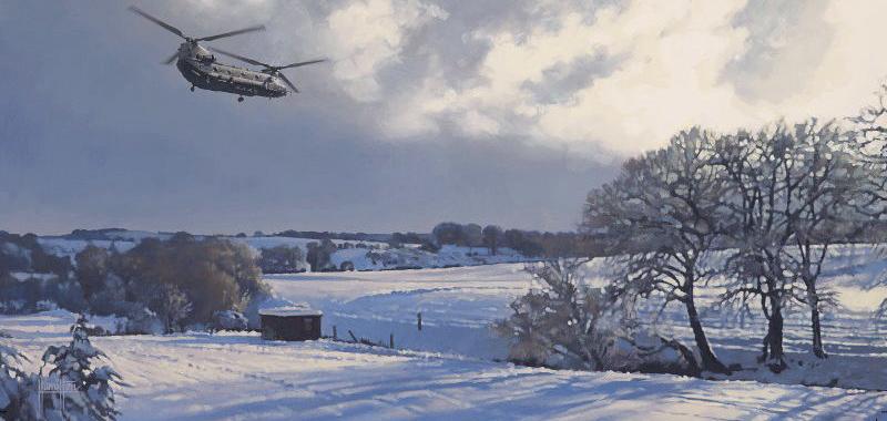 On a Cold and Frosty Morning - RAF Chinook - Christmas Card M501