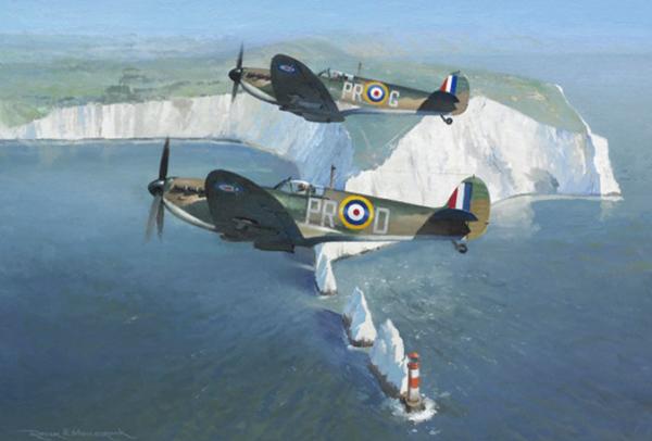 Patrolling the Needles by Roger Murray - Spitfire Greetings Card M428